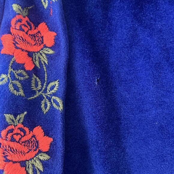 Vintage 60s - 70s cobalt blue peter pan collar snap button robe - Picture 5 of 5